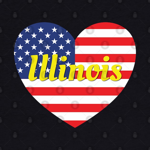 Illinois American Flag Heart by DPattonPD